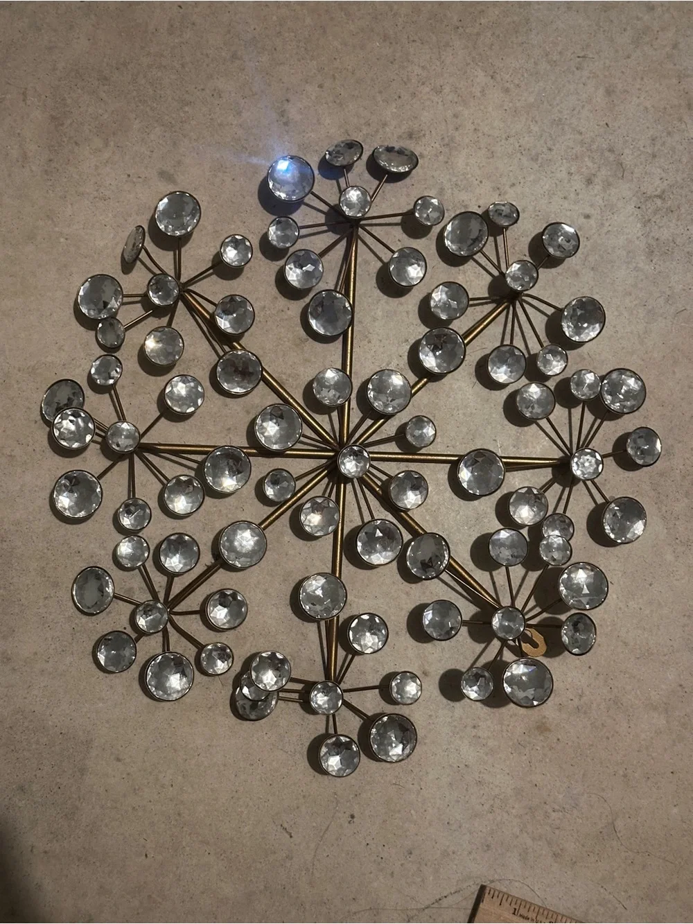 Crystal Burst Metal Wall Art - Clear Crystal and Gold Finish